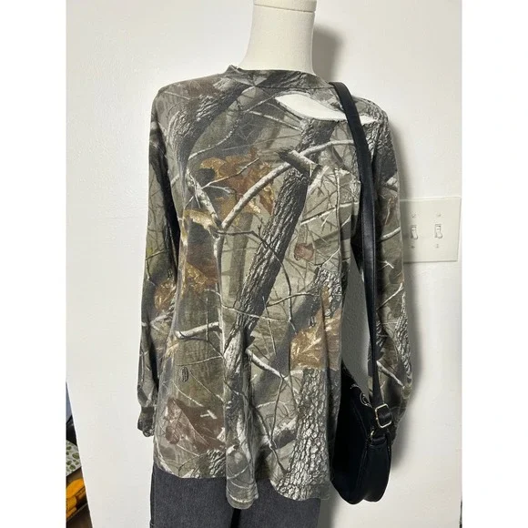 vintage wrangler camo tee distressed 90s y2k pocket tee - Picture 3 of 8